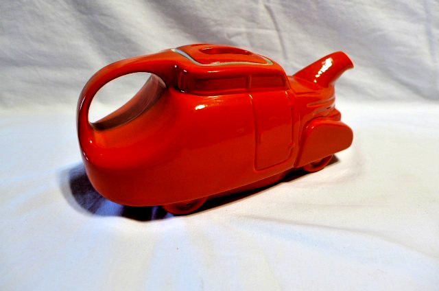 Vintage 1938 Hall China Art Deco Car Automobile Figural Teapot Rare Red Glaze