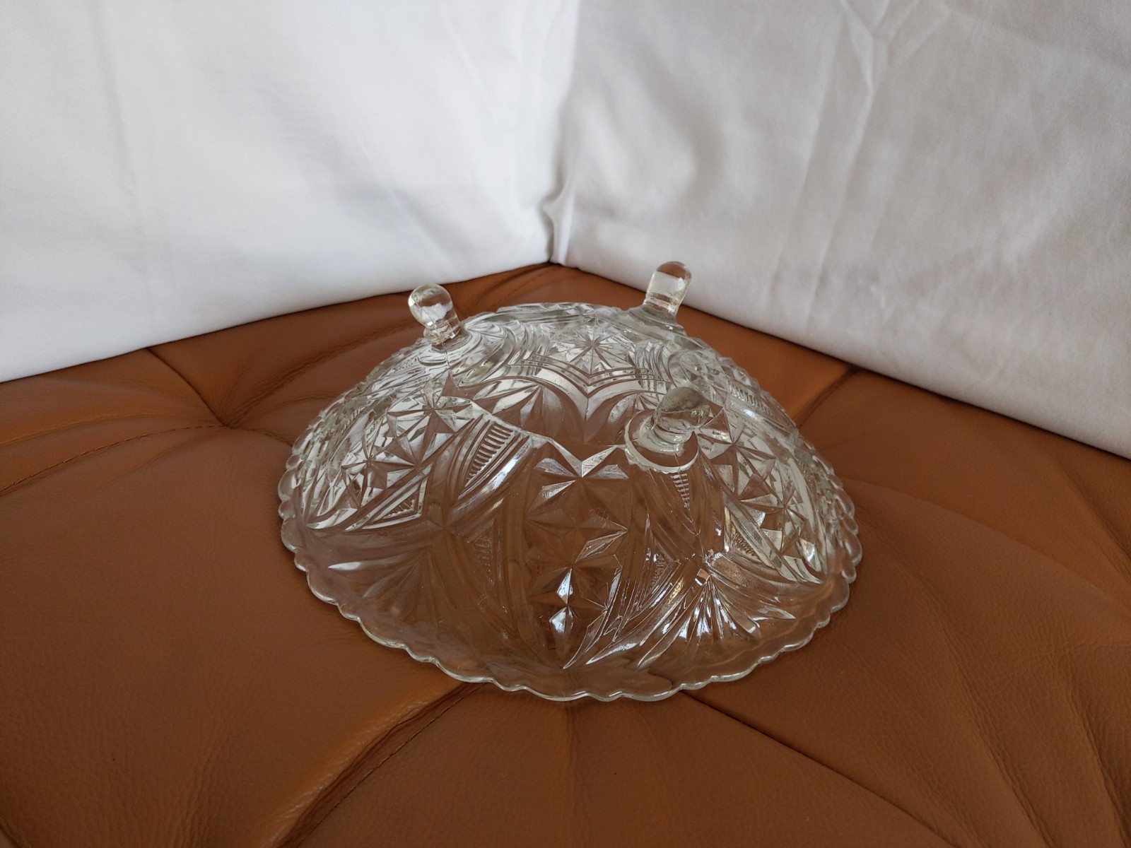 Vintage Anchor Hocking Serving Bowl Clear Pressed Glass 3 Footed 9in Dish 1960