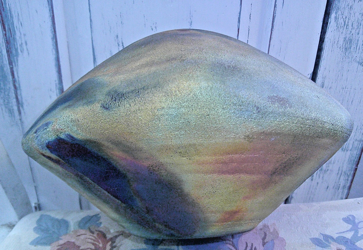 VINTAGE MICHAEL WEINBERG HAND MADE RAKU POTTERY VASE BOWL SIGNED GLAZED BASIN