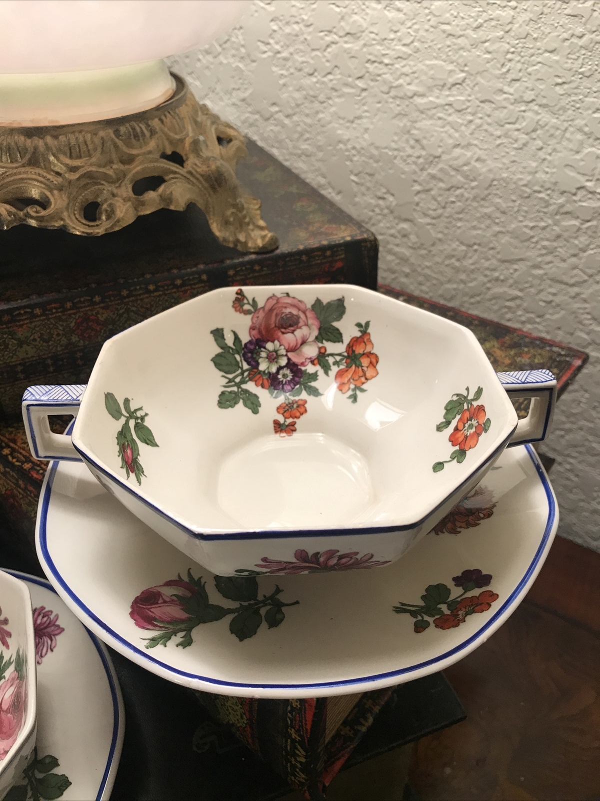 Antique Royal Doulton Cream Soup Bowl & Saucer Nanakin RdNo 597,783 Made England