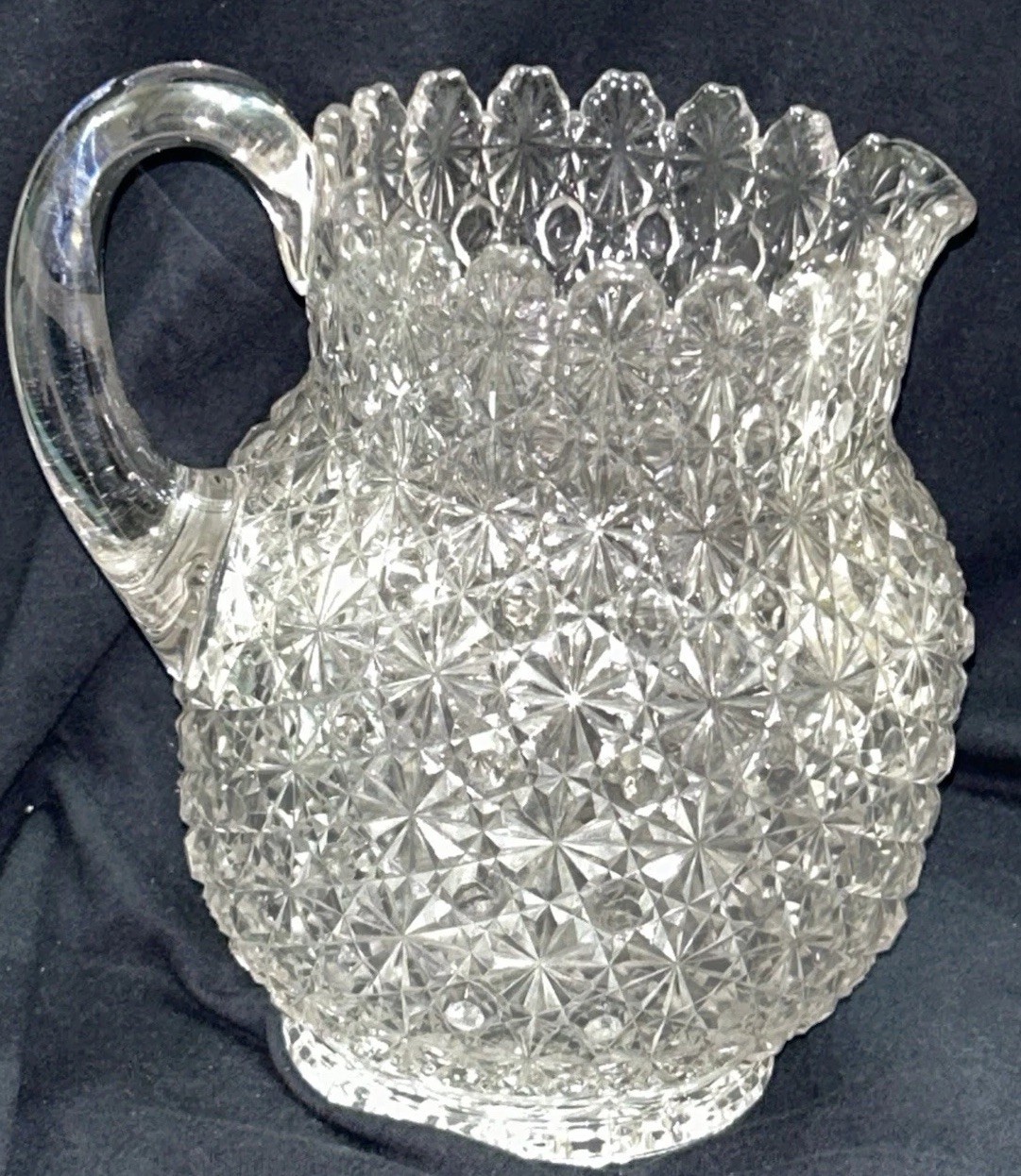 Bryce Bros Daisy & Button Glass Pitcher Victorian EAPG c.1800 Antique 8 1/2″