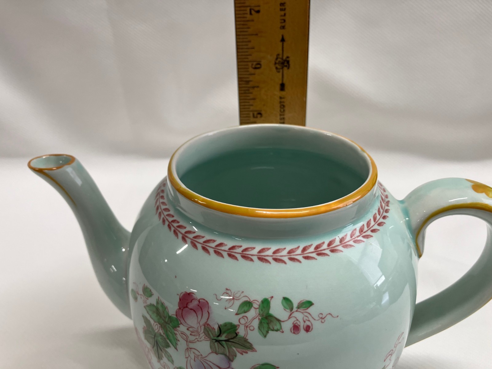Vintage Calyx Ware Metz Pattern 6.5 in Teapot with Lid Ironstone Adams England