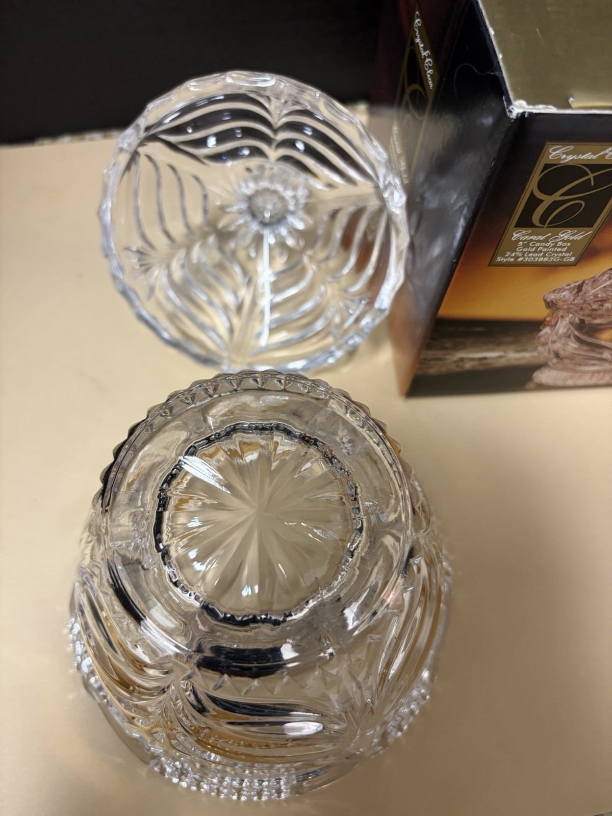 Crystal Clear “Carat Gold” Candy Dish, 24% Lead Crystal