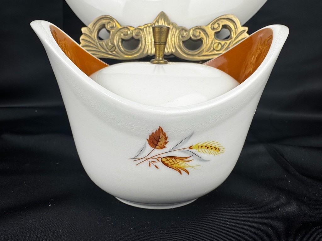 1950s Taylor Smith Autumn Harvest Ever Yours Wheat-Platter, Sugar & Creamer-3pcs