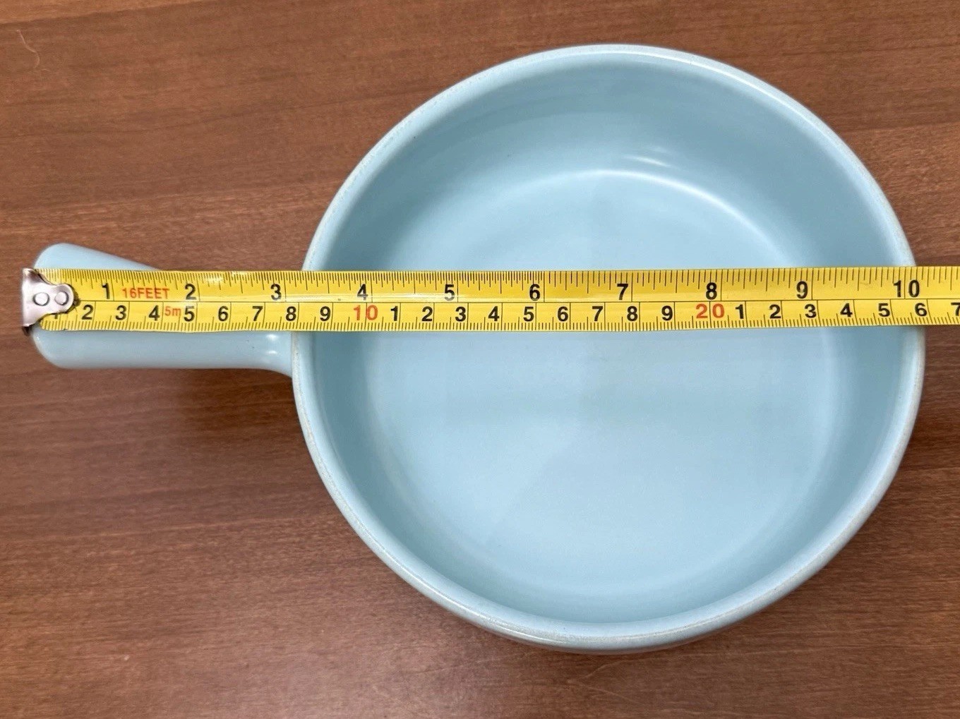 Vtg La Solana Pottery Handled Soup Bowl Teal Blue Matte Ovenware