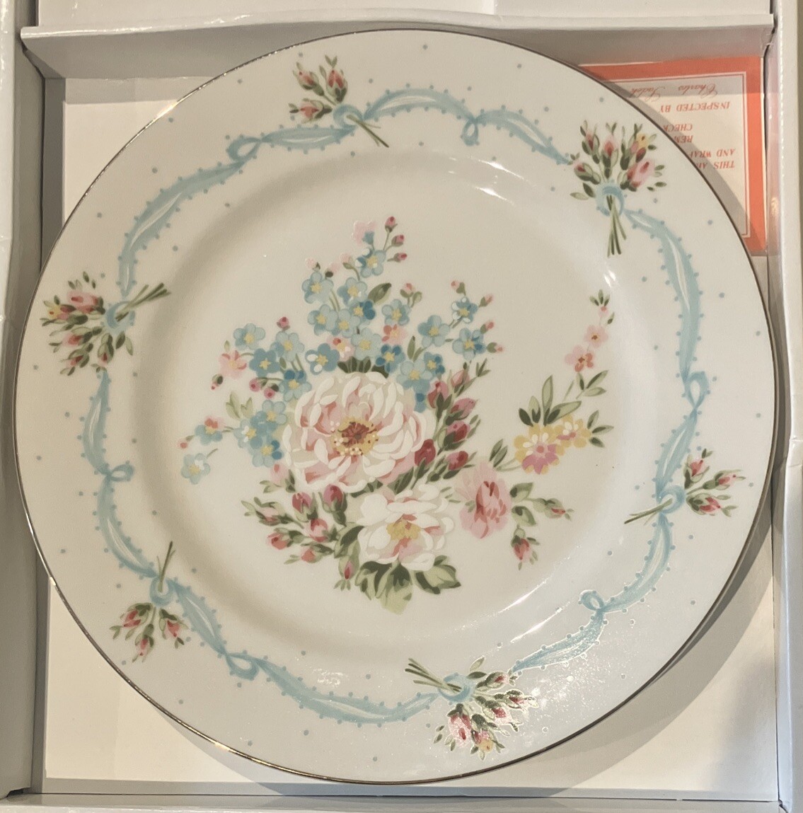 Andrea by Sadek French Bouquet Rose Garland Cake Plate (no Server) in Box