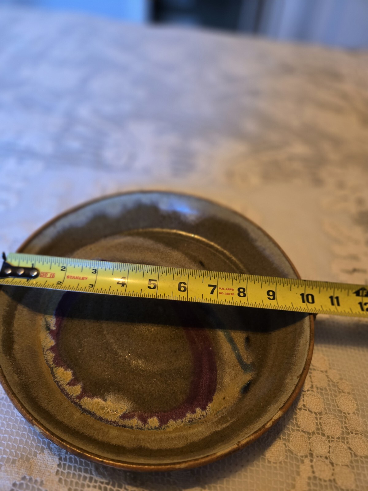 Hand Thrown Studio Pottery Dripped Glazed Pie Plate 10 Inch