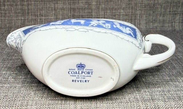 6 pc COALPORT England Revelry Pattern Fine Bone China Salt & Pepper, Gravy Boat