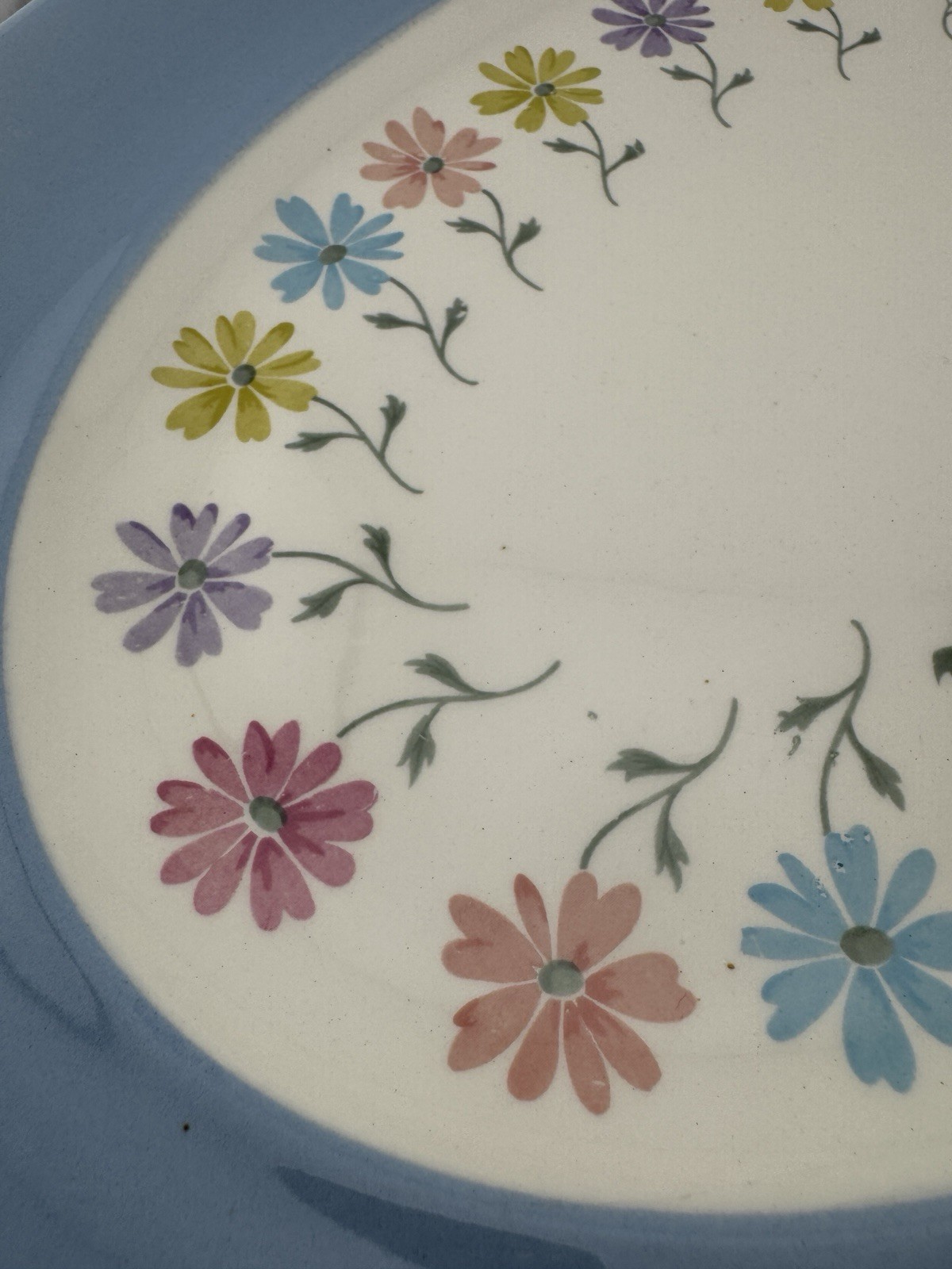 Vintage Steubenville China Pottery Oval Serving Platter Pastel Flowers 15 X 11.5