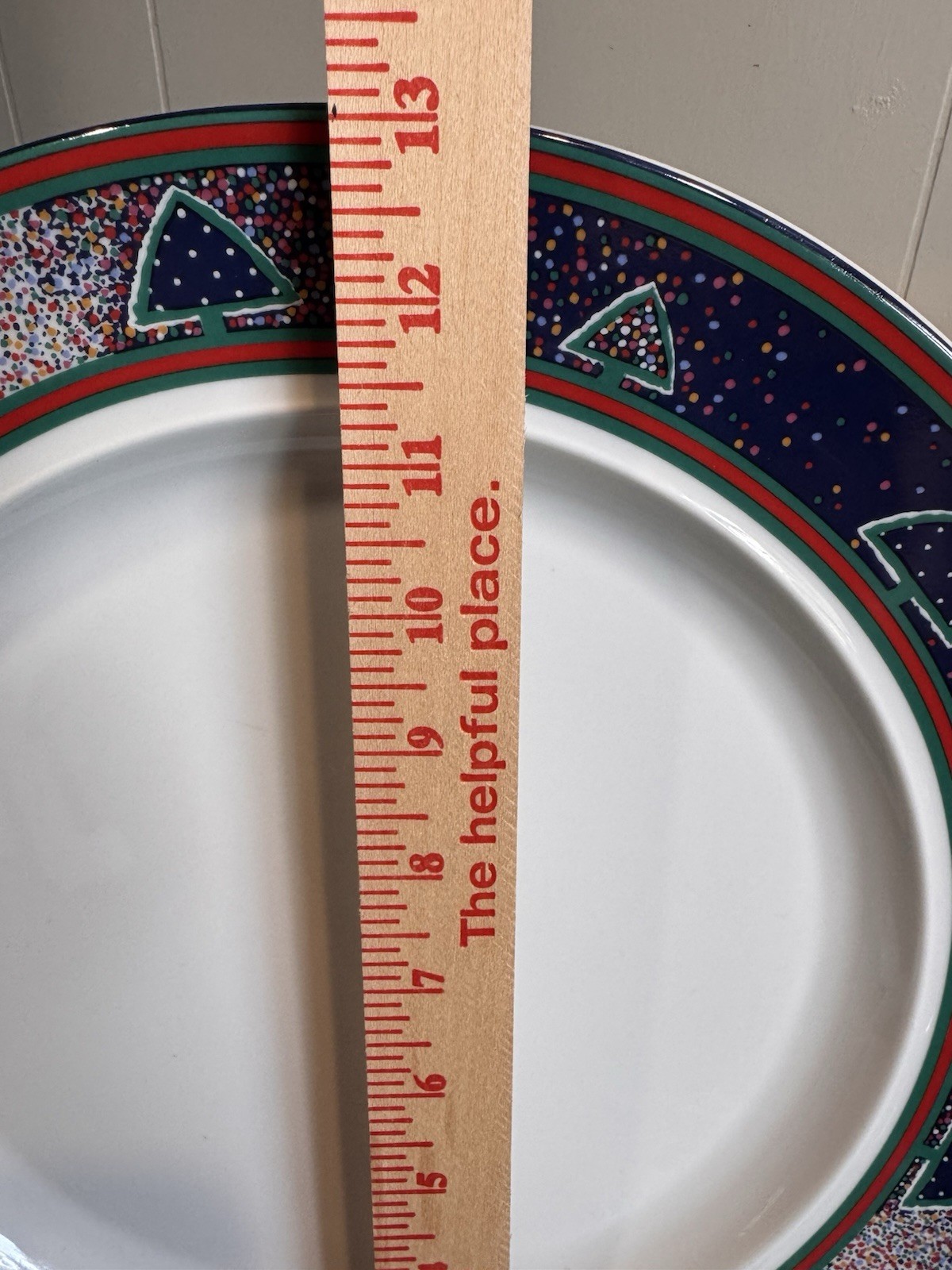 Dansk Winterfest Round Serving Platter Plate 13.25″ Holiday Snow Christmas Trees