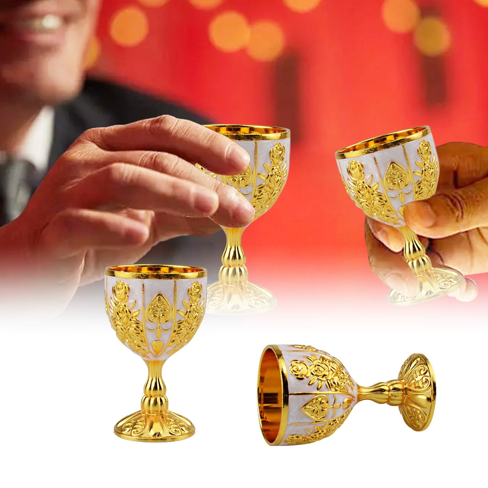 2Pcs Vintage Chalice Medieval Goblet, 30Ml Brass Royal Wine Small, White