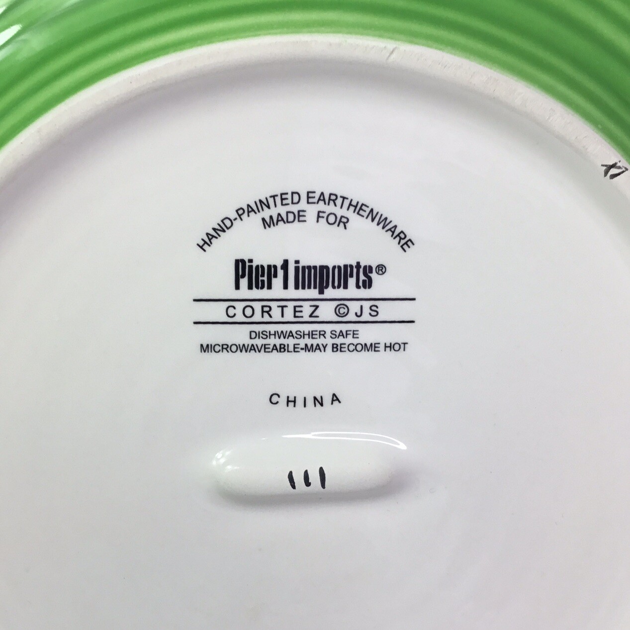 Pier 1 Imports CORTEZ 11” Dinner Plate Hand Painted Earthware Blue Green