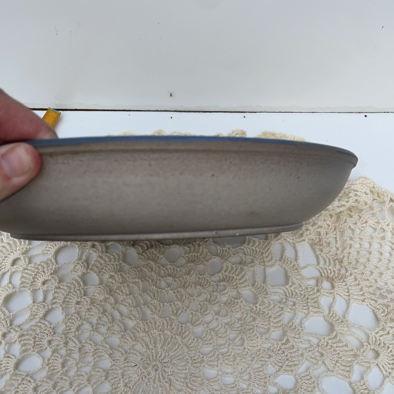 Vtg Two Blue Quail Pottery Pie Plate Hand Made Stoneware Excellent Granny core