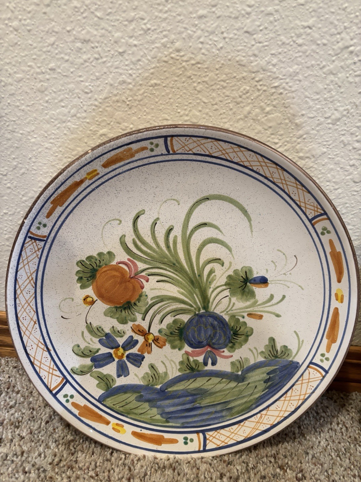 Vintage Set of 6 Italian Hand Painted Firenze Wall Plates 10” Tuscan Floral