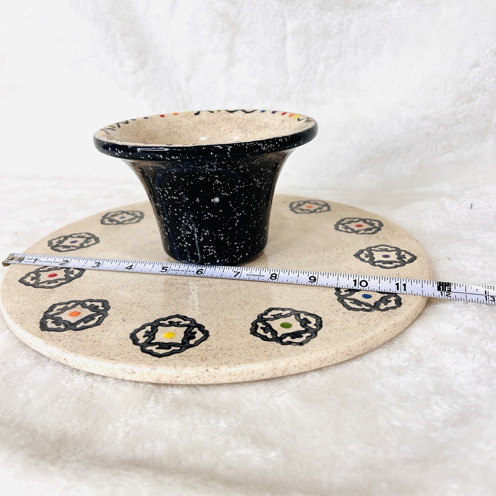 Vintage 80s Studio Pottery Rainbow Chip & Dip Set Handmade Speckled Pride LGBTQ+