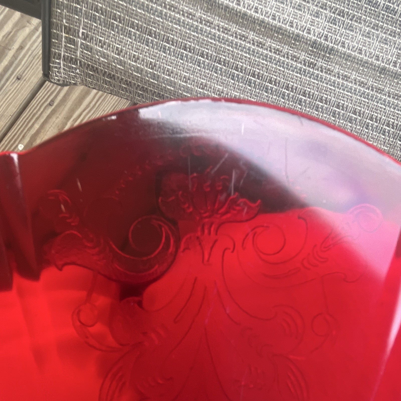 Ruby Red Depression Glass 12 in. Plate.