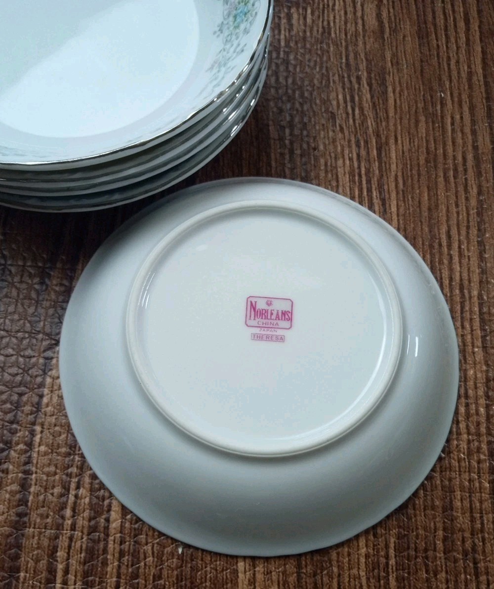 Norleans Theresa Japan Berry Fruit Bowl Fine China Platinum 1964 Vintage 5 pcs