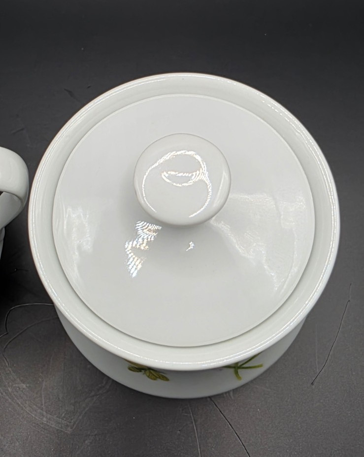 VTG Botanica by Georges Briard Ovenware Cream and Sugar Bowls Florals Bee