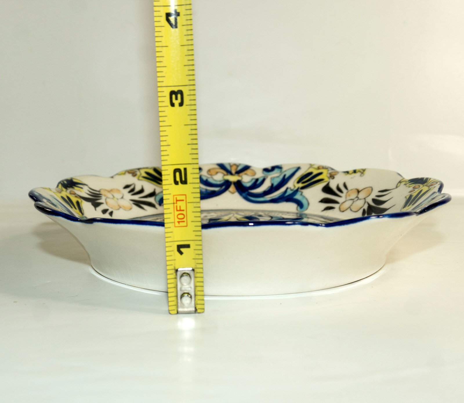 I. Godinger & Co. Italian Cobalt Blue Yellow Hand Painted 7” Dessert Plate