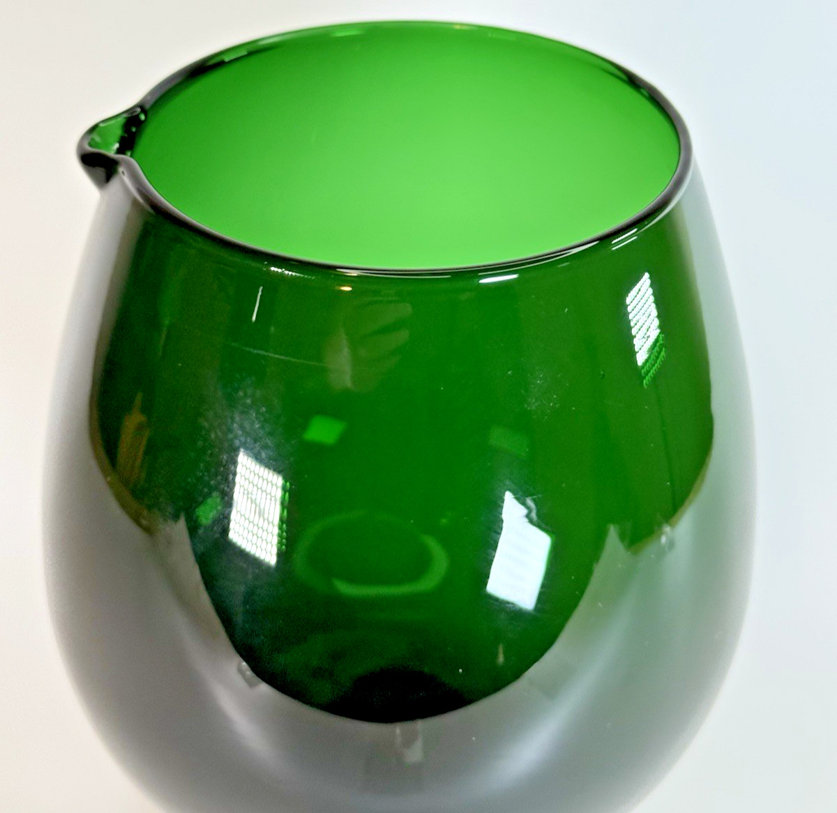 Beautiful Hand Blown Dark Green Footed Barware 48oz Pitcher