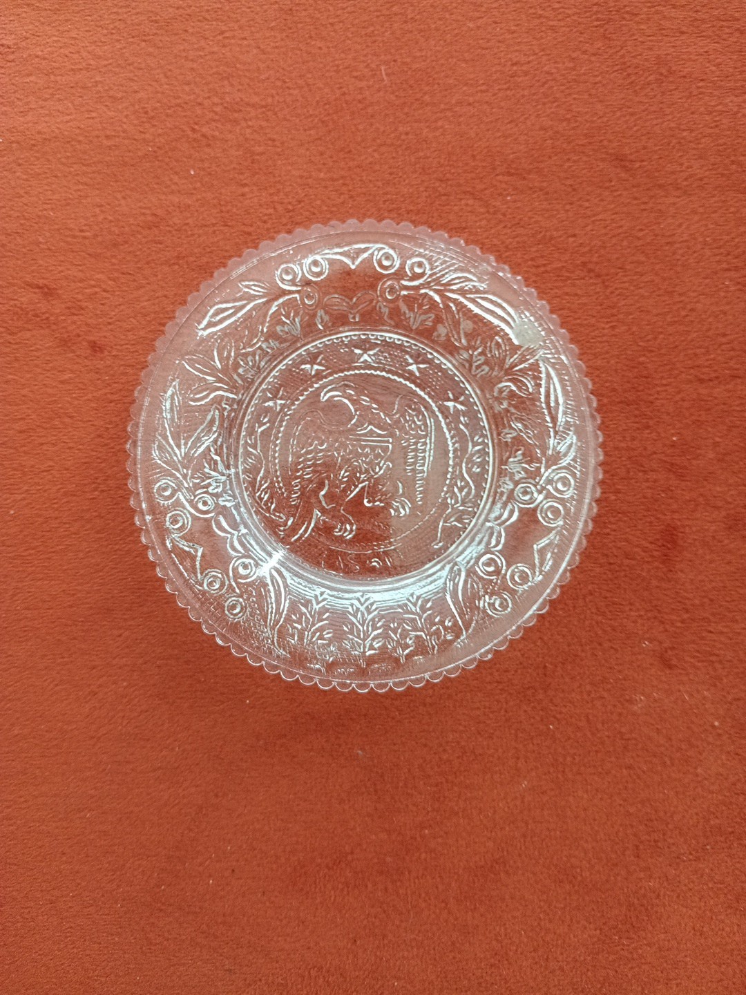 19th Century Sandwich Flint Glass Cup Plate Lee-Rose 670-A Eagle Group