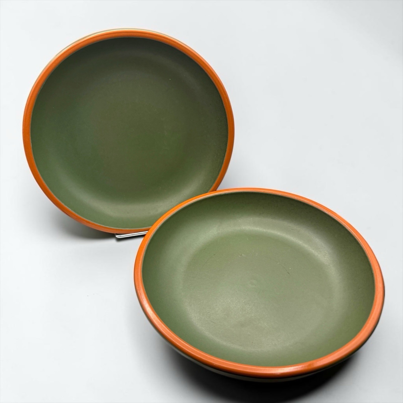 Casa Verde WSP Set Of 2 Stoneware 7.5” Bowls Terracotta w/ Green Glaze EUC HTF