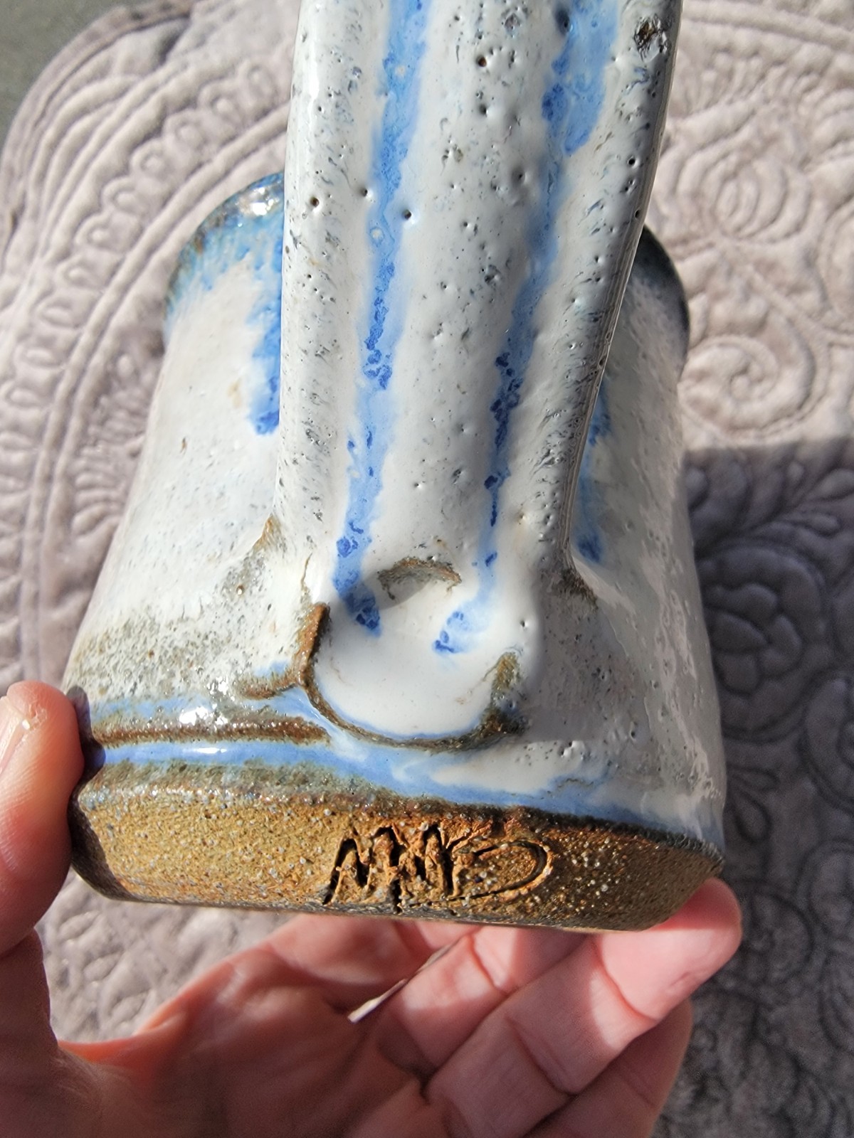 Vintage Signed Mahon Made Stoneware Funny/Ugly Face 3D Pottery Mug Coffee Cup