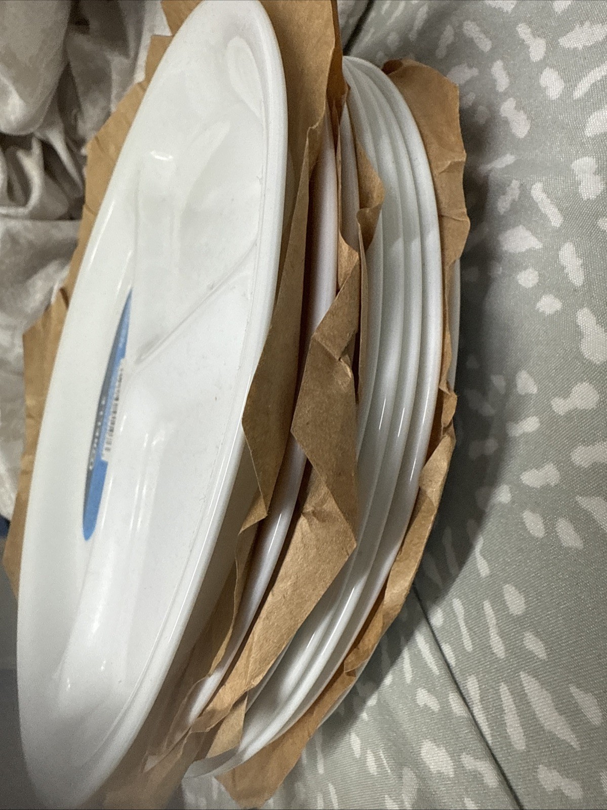 Corelle Classics Divided Glass Plates 8.5” Frost White Set of 6 New