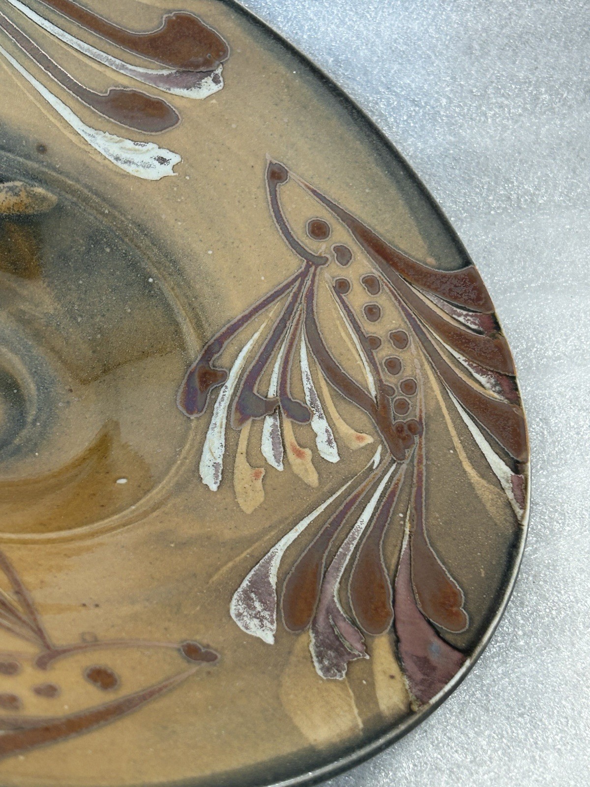 Signed Art Modern Beta Fish Ceramics Pottery Decorative Serving Bowl Platter