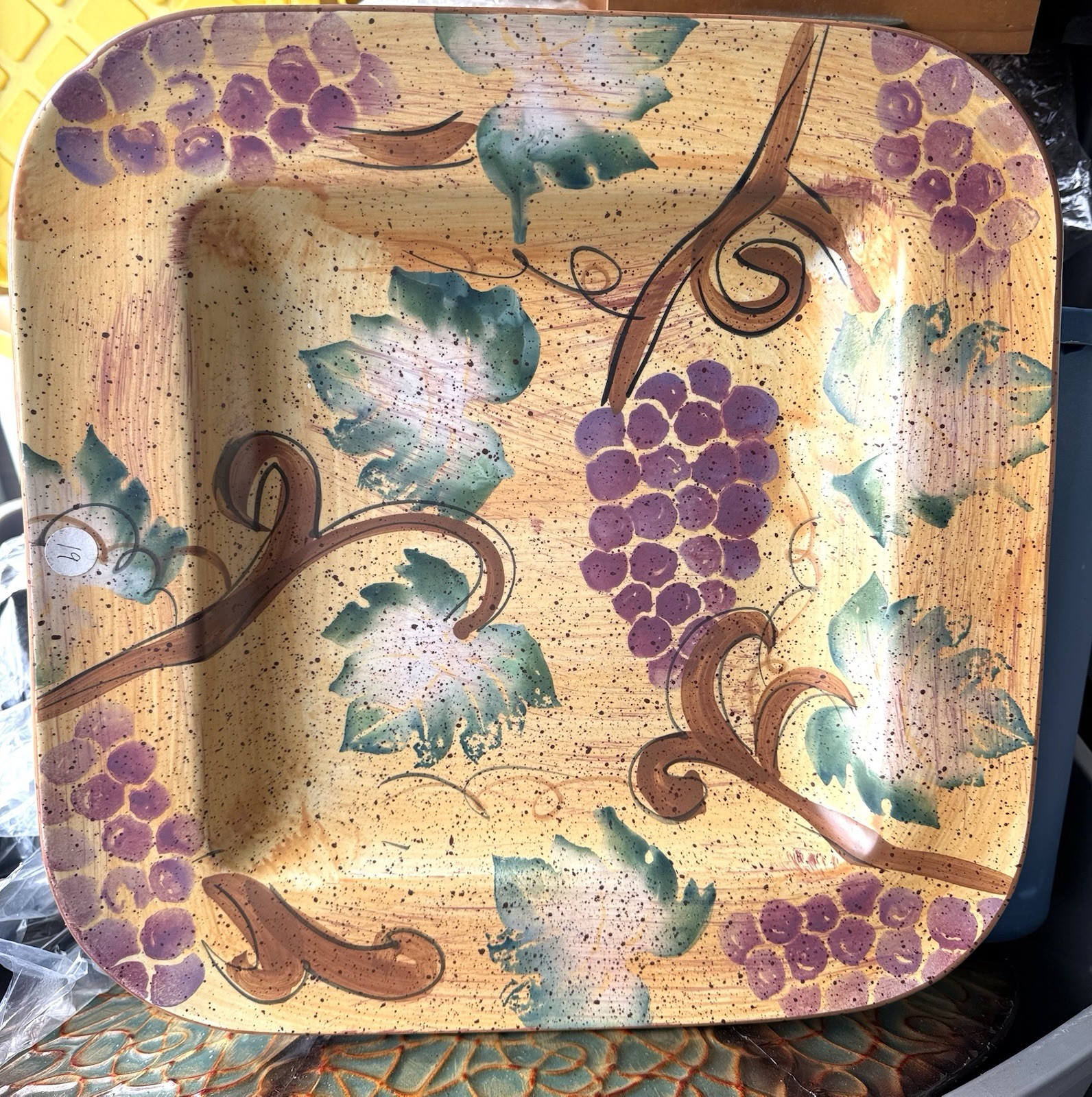 CIC 16” Square Serving Platter Grapevines Chianti Tuscany Italy Italian Vtg