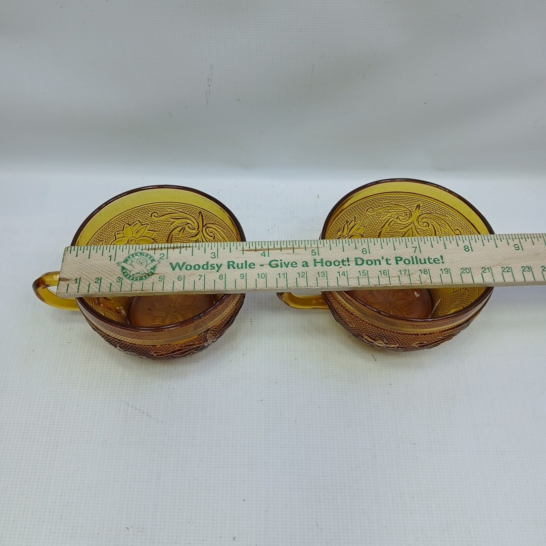 Vintage Indiana Glass AMBER Tiara Sandwich Pattern Lot Of 2 Cups