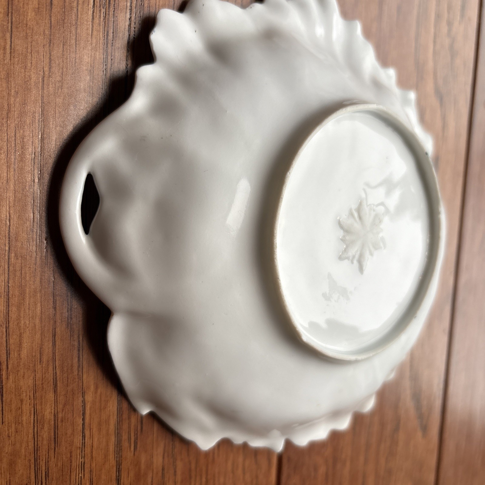 RS Prussia Leaf Serving Trinket Dish 6.5” Blue Green Hand Painted
