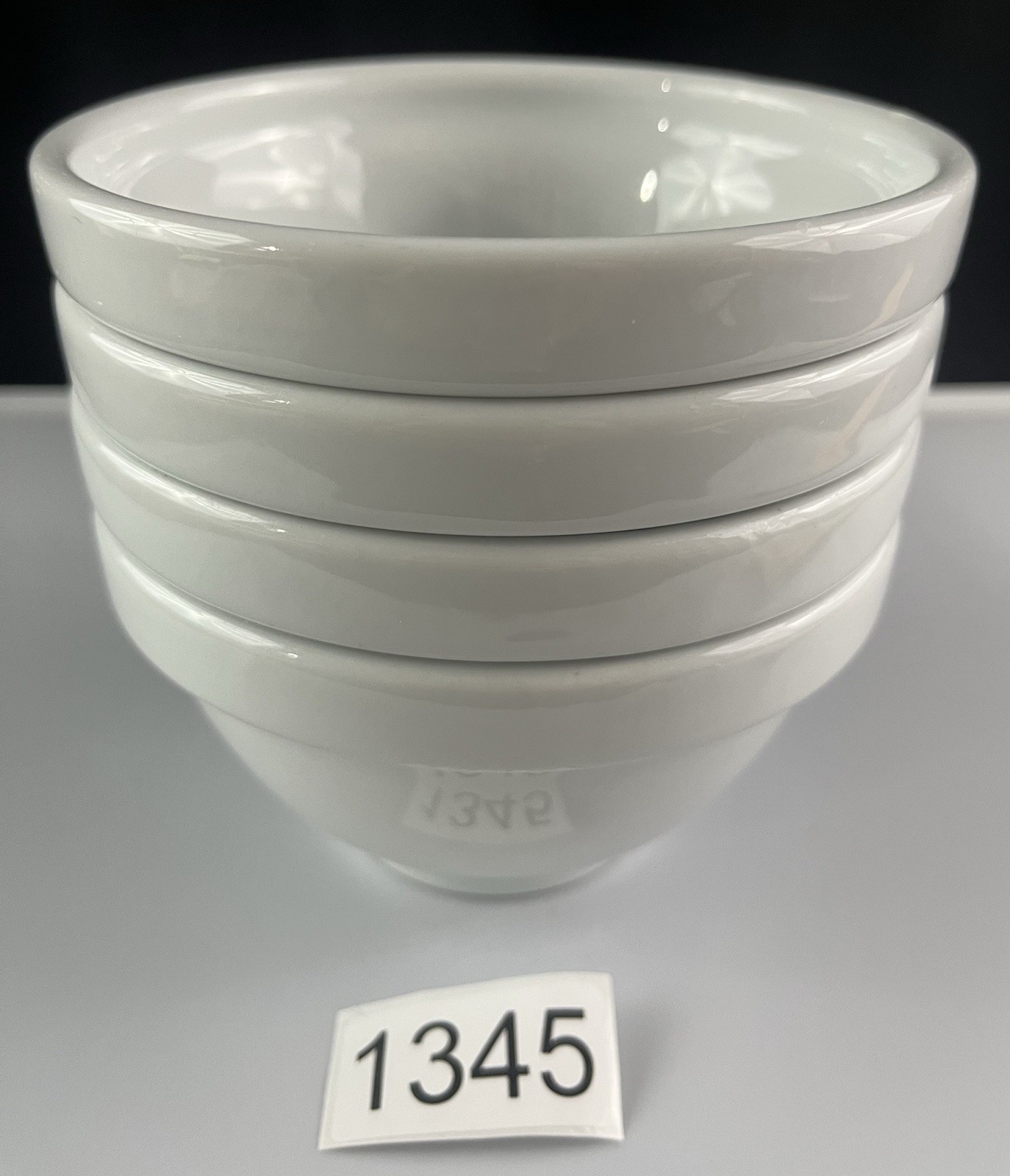 Vintage Naaman Israel White Fine Porcelain Small Bowls Set of 4 Stackable 5″
