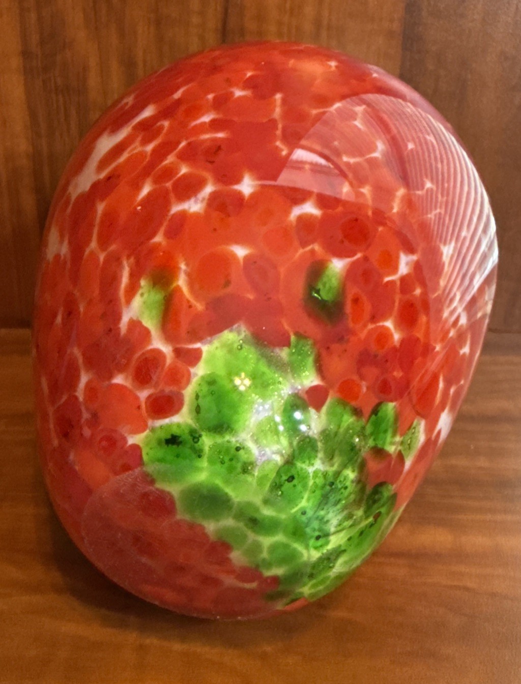 HANDBLOWN ART GLASS VASE Red Yellow Green Blue Gold White 9.5” H Multicolor