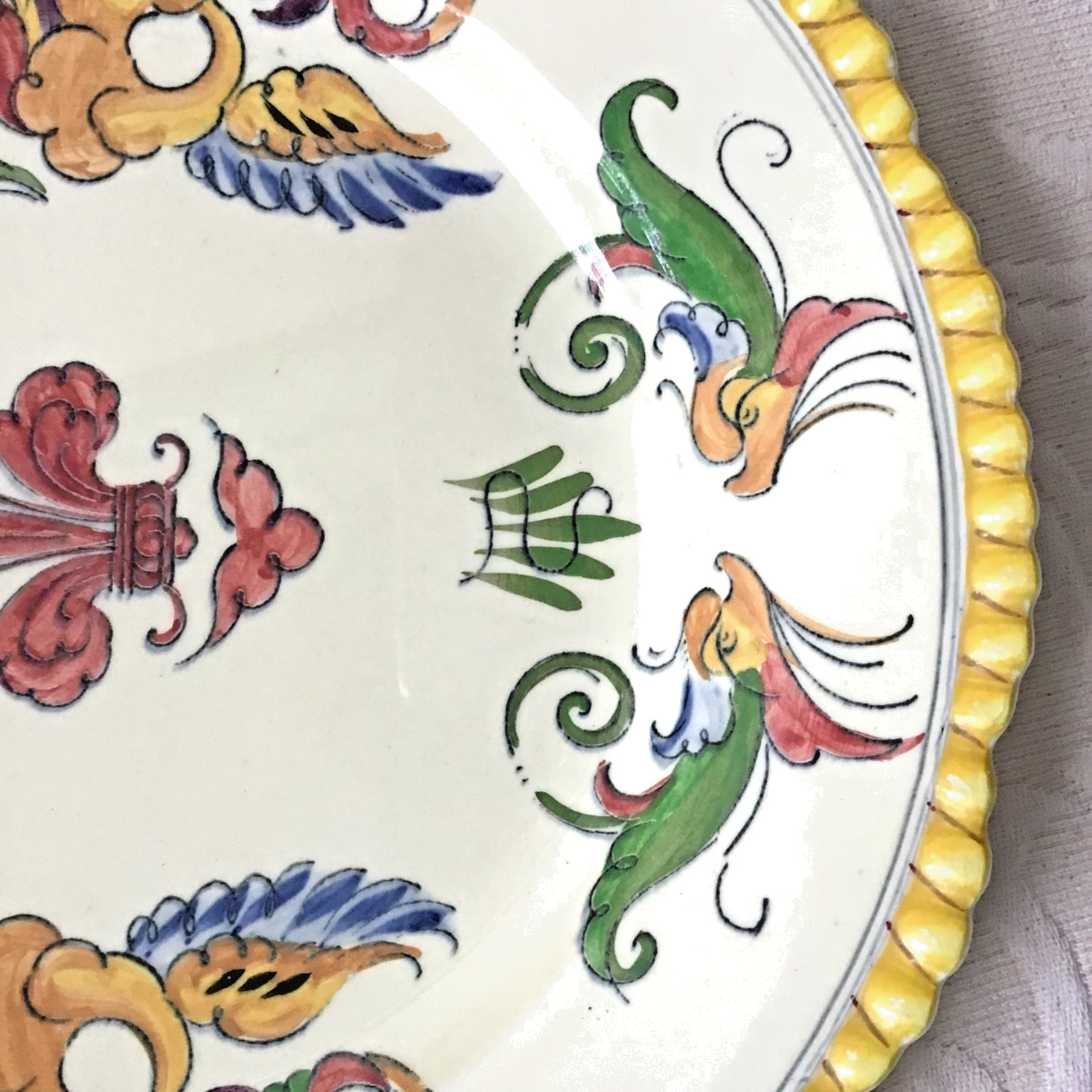 Titian Ware Phoenix 1905 Hand Painted 10” Dinner Plate Pair Adams Ivory England
