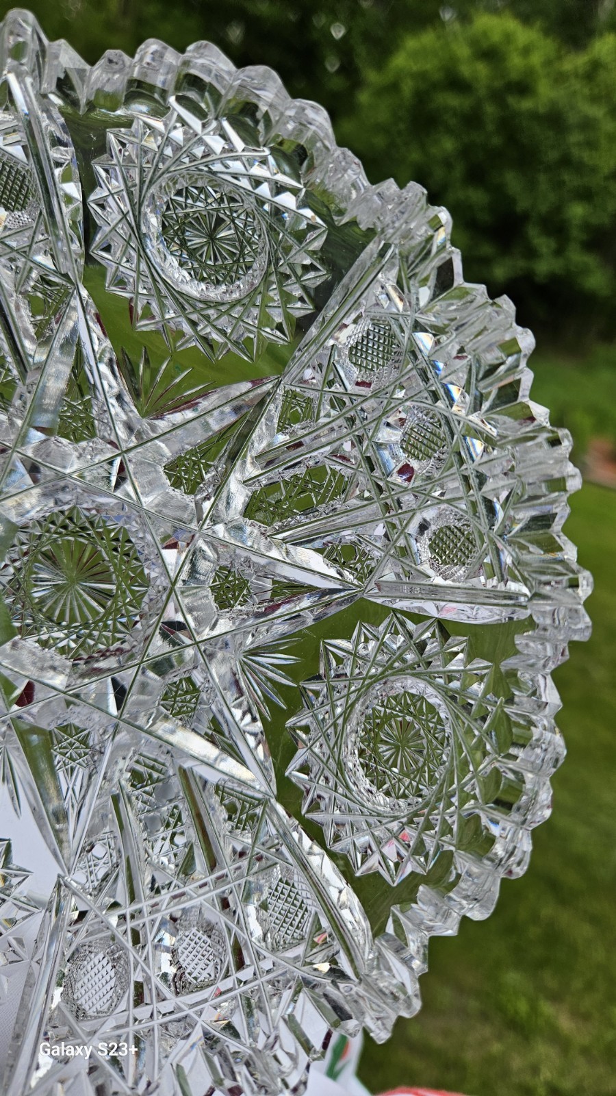 ABP Signed J. Hoare, Pattern Sparkler American Brilliant Cut Glass Small Dish