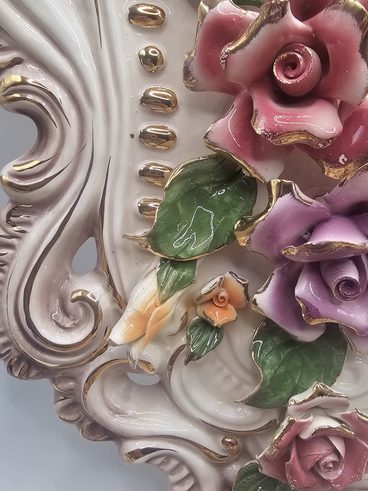 Pair of Beautiful Vintage Capodimonte Wall Art
