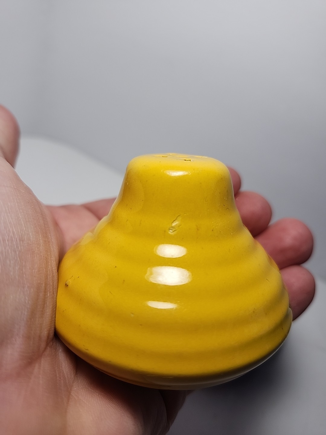 Vintage Cobalt Blue & Yellow Bauer salt and pepper shaker Set Beehive Ribbed