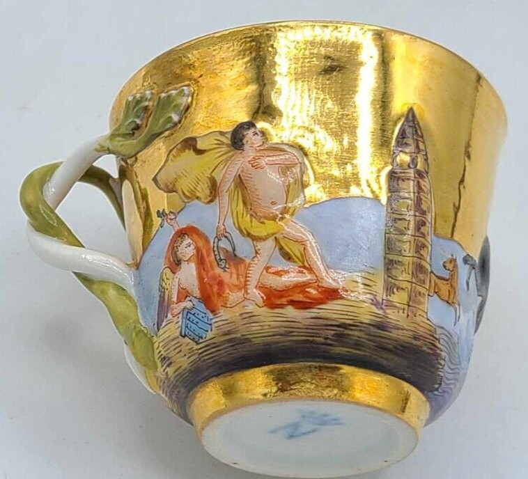 Antique 1800s Richard Ginori Capodimonte Hand Painted Cup & Saucer