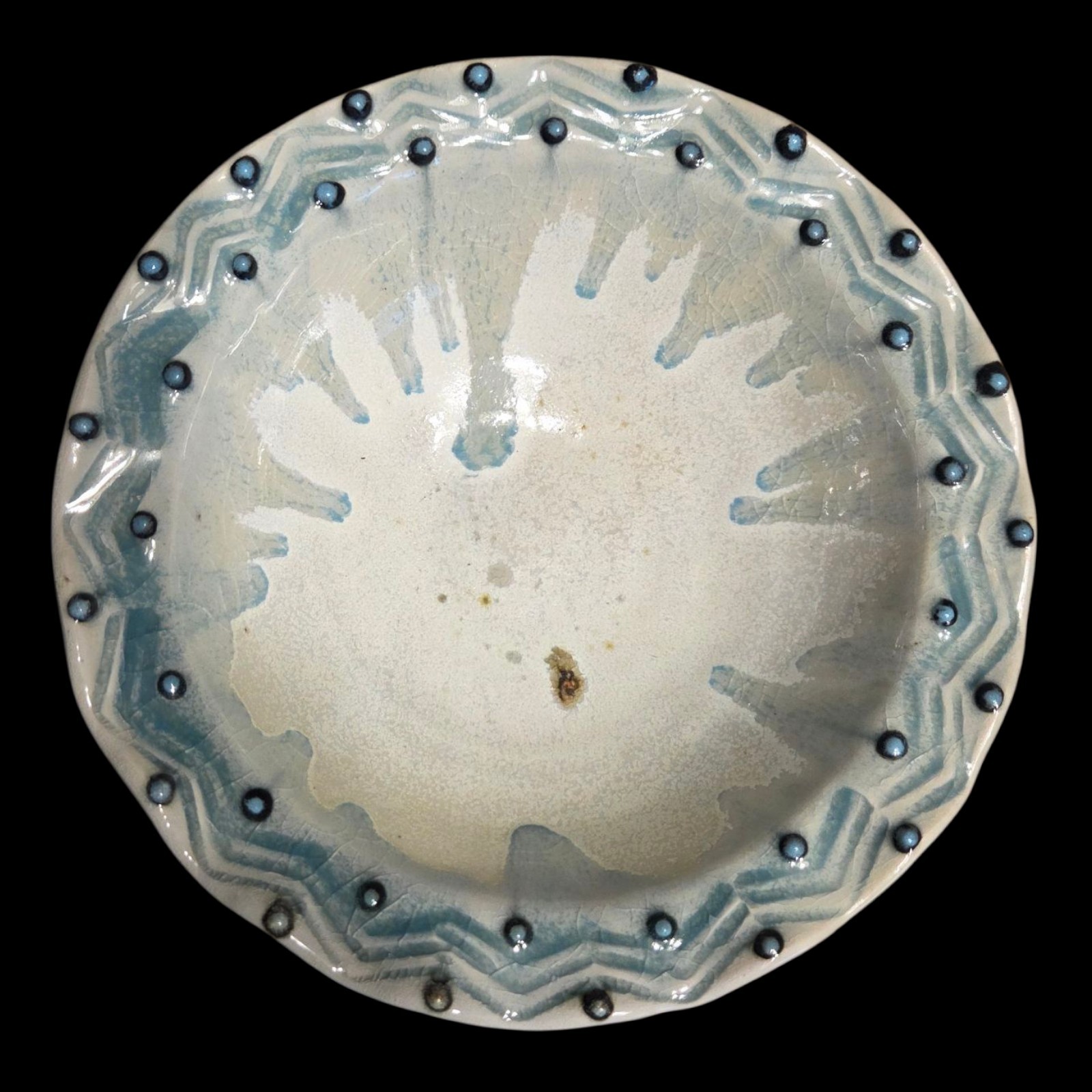 Studio Art Pottery Serving Bowl 8.25″ Blue Gray Decorative Rustic Farmhouse