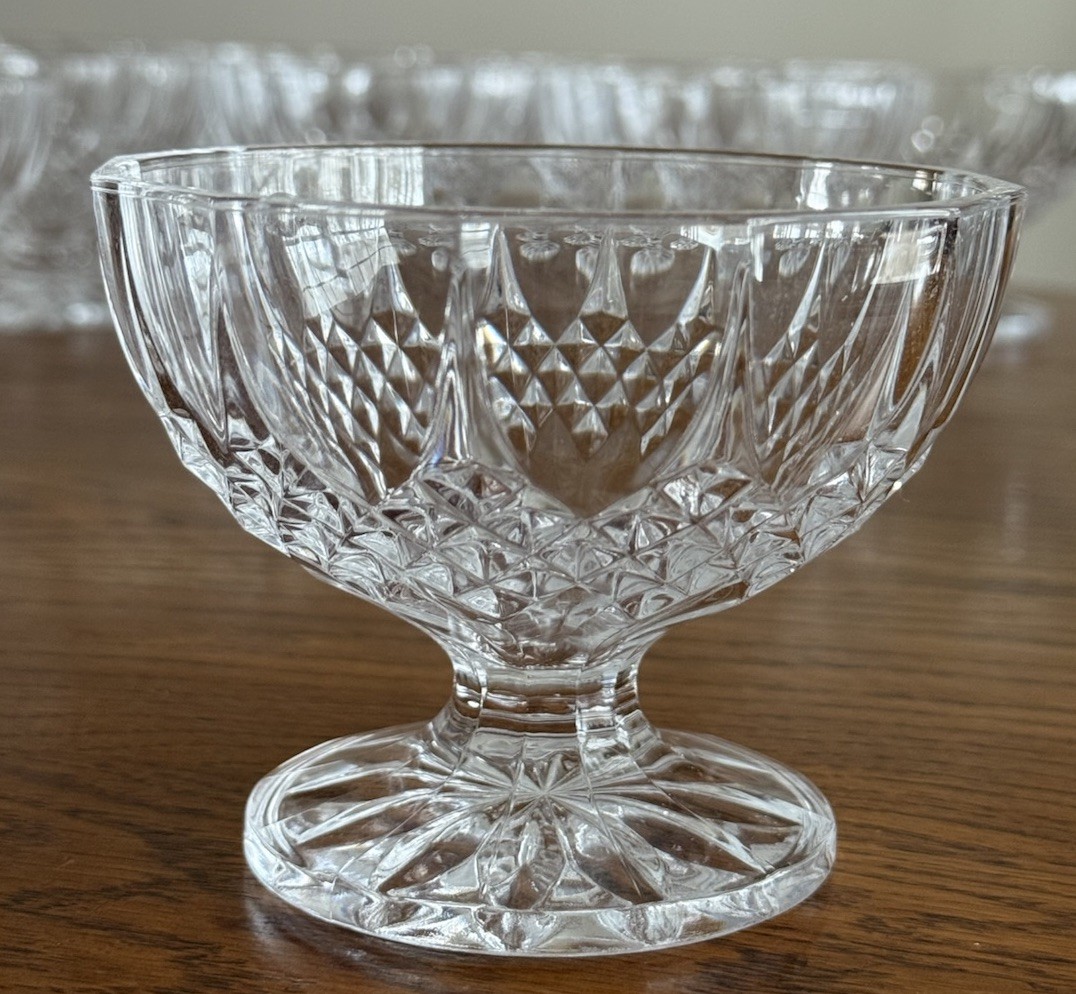 Set of 12 Cristal d’Arques Longchamp Crystal Footed Sherbet Dessert Bowls 4”