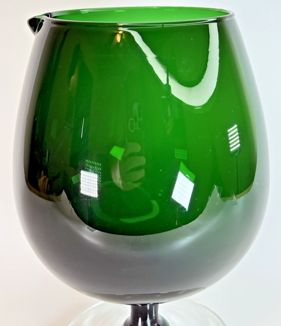 Beautiful Hand Blown Dark Green Footed Barware 48oz Pitcher