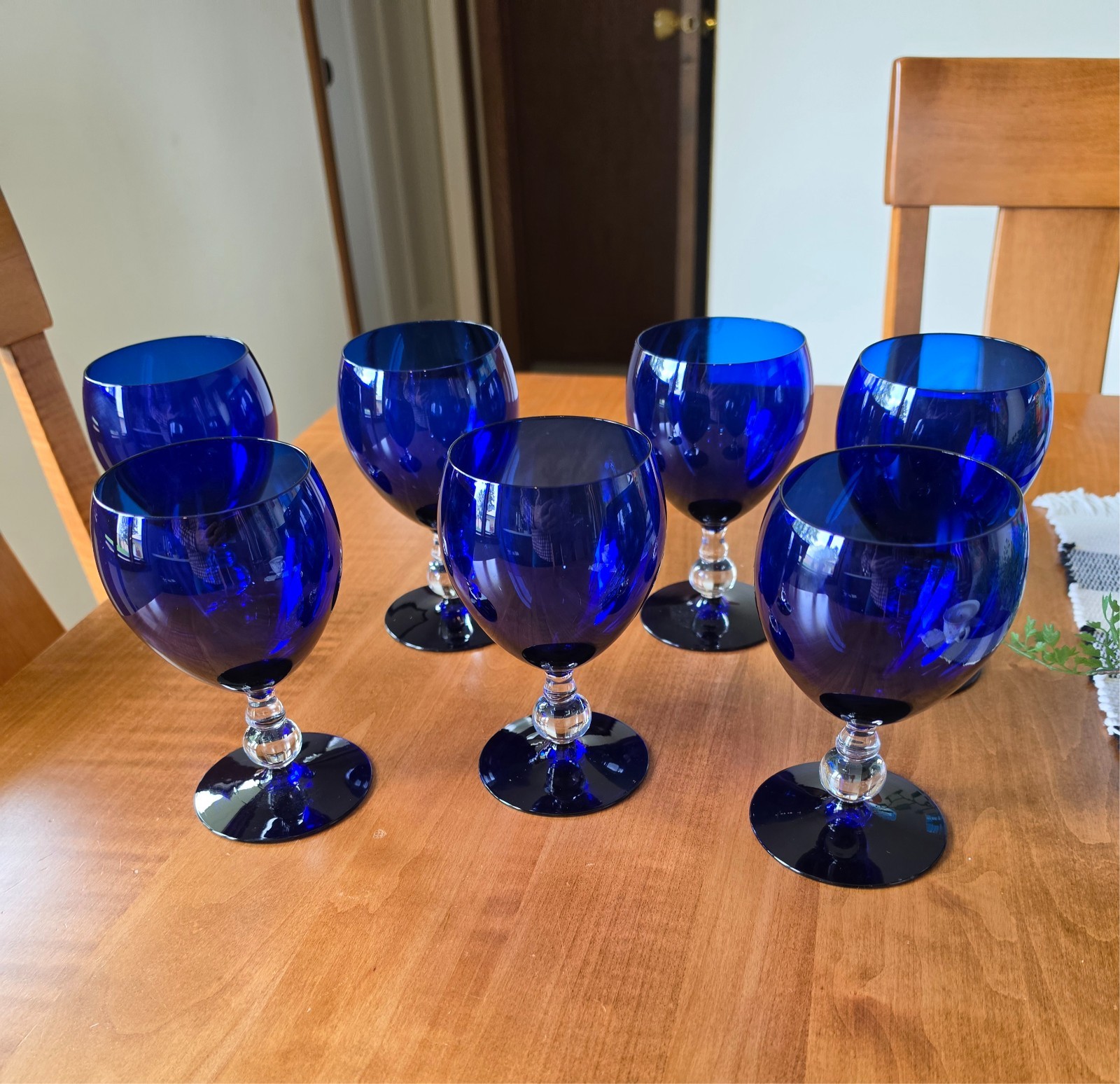 Bryce Glass cobalt blue wine or water goblet (7) mint cond