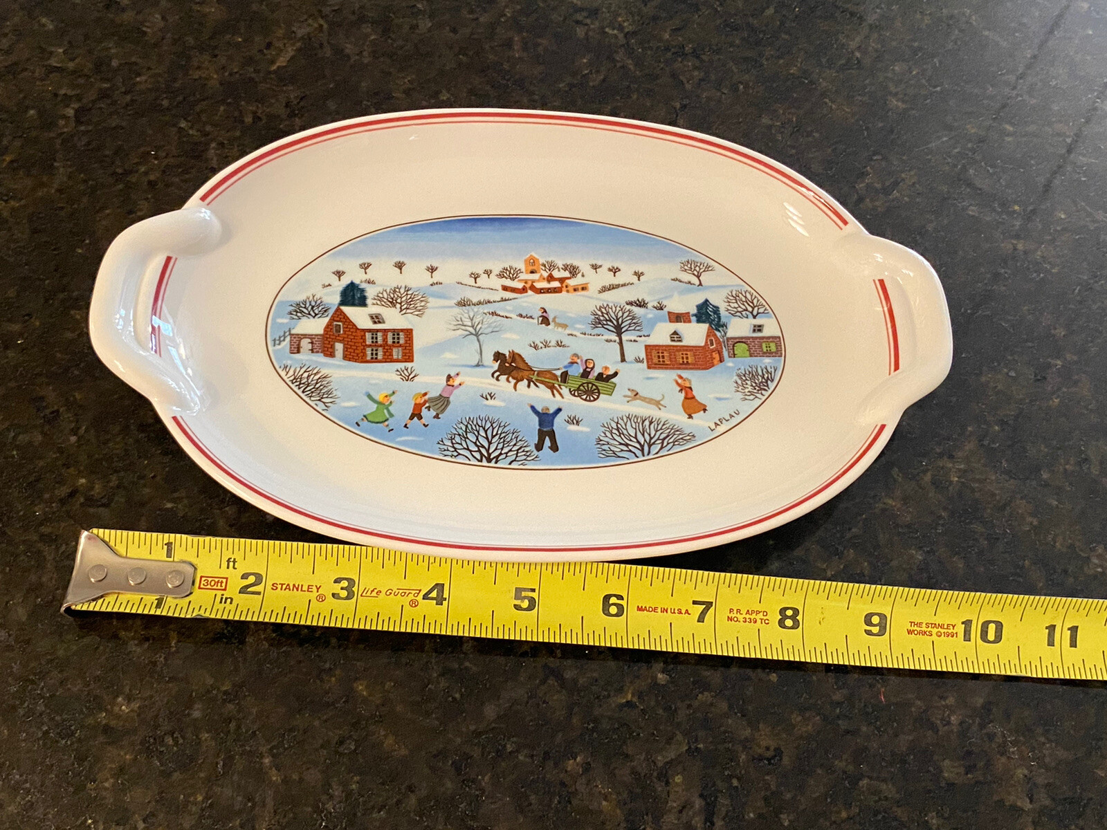 Villeroy & Boch Naif Christmas Laplau Handled Pickle Dish Serving Tray NEW W Tag