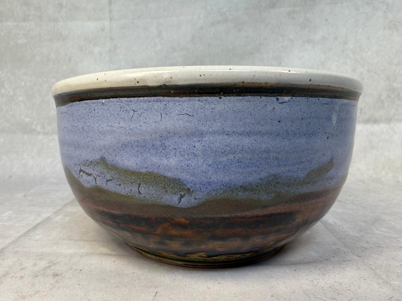 Studio Art Handmade Drip Glaze 8″ Pottery Bowl, Signed & Dated by Artist USA