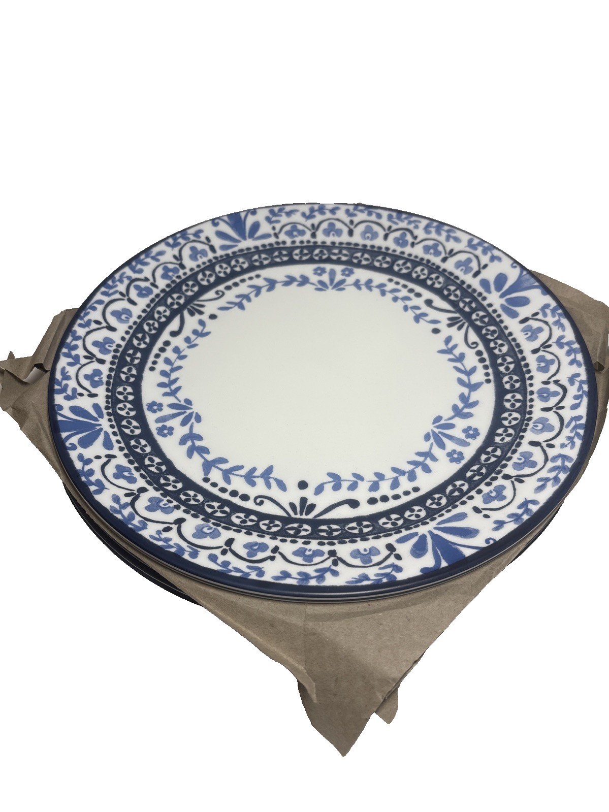 Corelle Vitrelle Blue Floral 6 Dinner Plates Set Chip Resistant