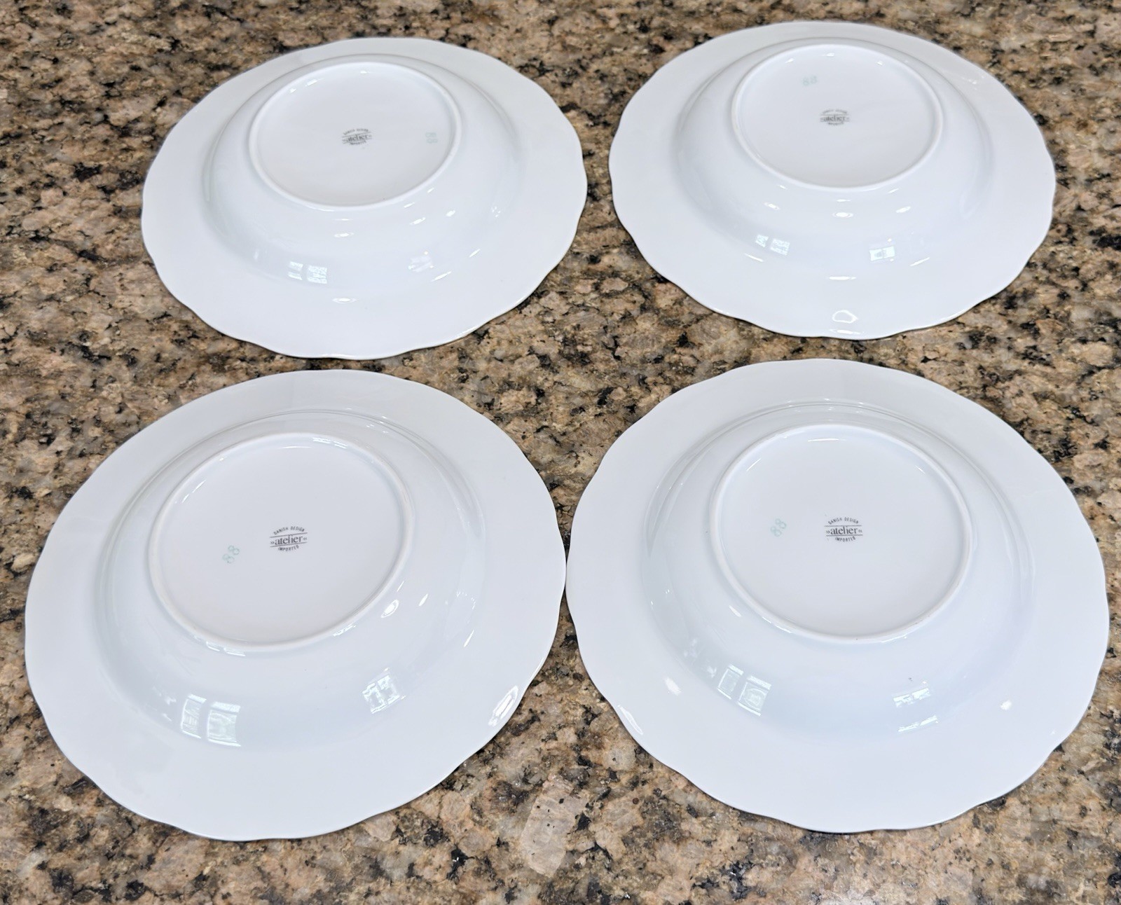 Danish Design Atelier Imported Pink Floral 8 Pc Dinnerware Set Scallop Gold Rim