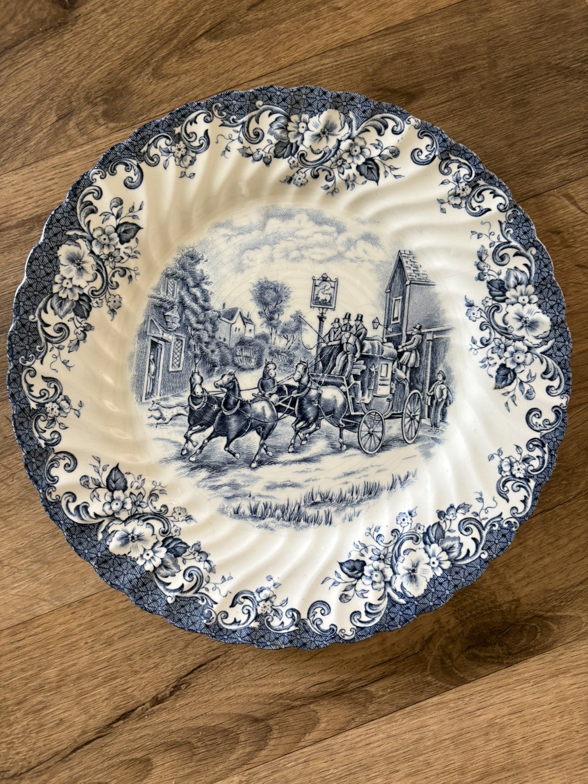 Johnson Brothers, England, Coaching Scenes, Ironstone Dishwasher Safe 10” Blue