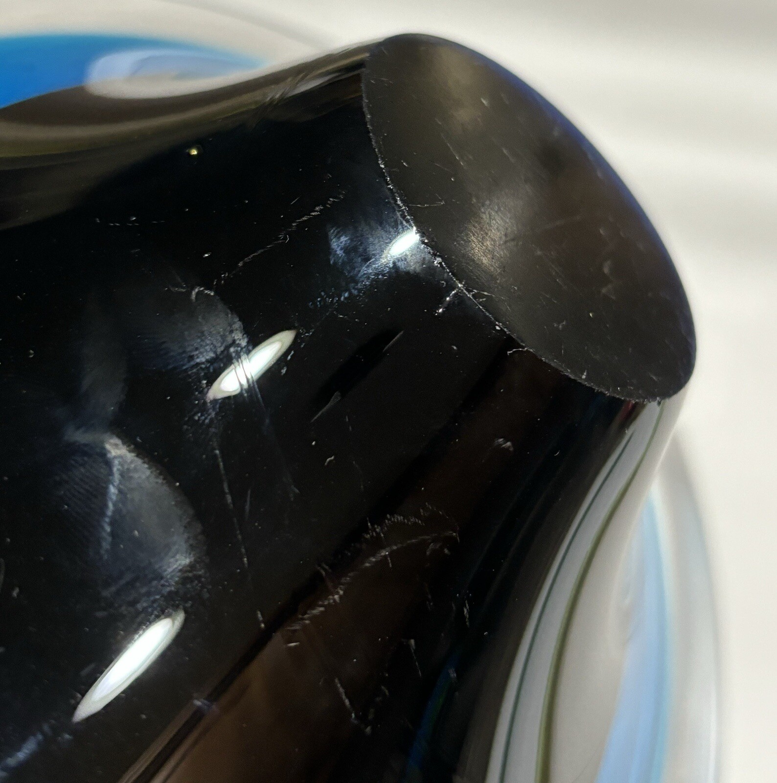 Vintage Art Glass Blue, Black to Clear Asymmetrical Candy or Trinket Dish AS IS