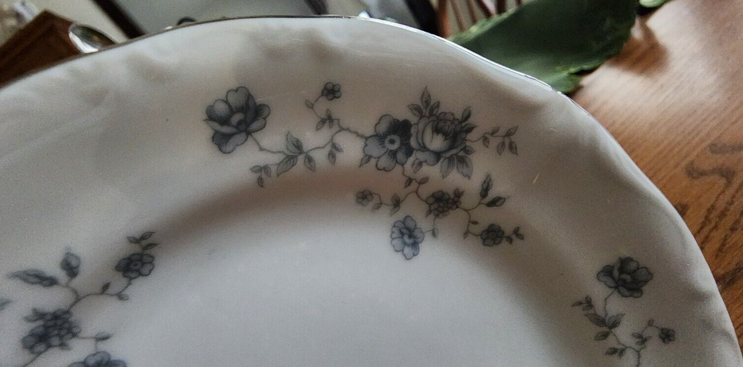 Blue Garland Dessert Bread Plates 6″ (pairs) Johann Haviland White Blue Platinum
